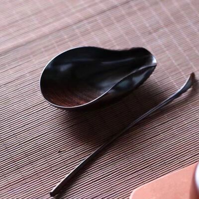 老料酸枝茶则一木车制荷花瓣形配件叶舟手工茶勺醒茶配件茶具茶道