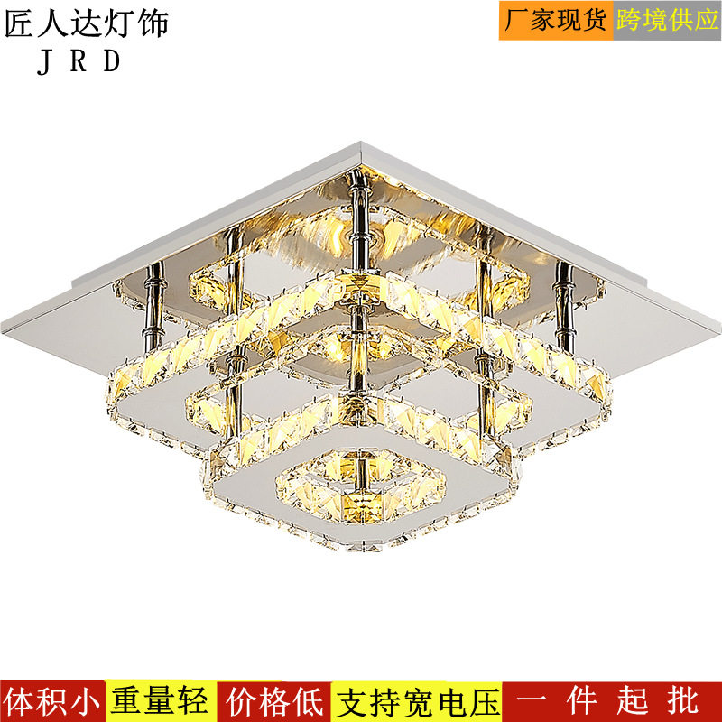 跨境爆款创意方形过道走廊玄关灯现代简约水晶灯入户进门天花灯