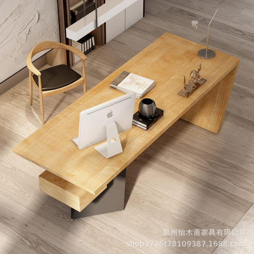 北欧loft实木办公桌工作台简约现代单人民宿办公创意电脑大班台桌