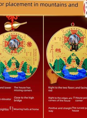 山海镇纯黄铜挂件户外门室内八卦镜凸面镜入口门窗家居动人装饰品