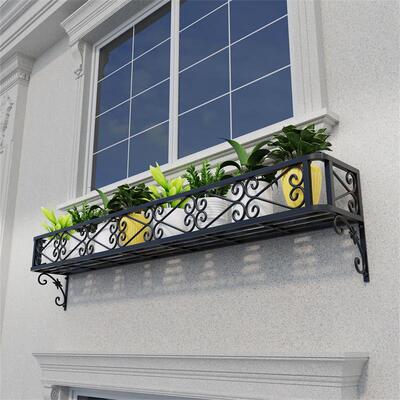 花架阳台多肉花盆置物架铁艺护栏花盆托 托架窗台晾晒花架阳台养