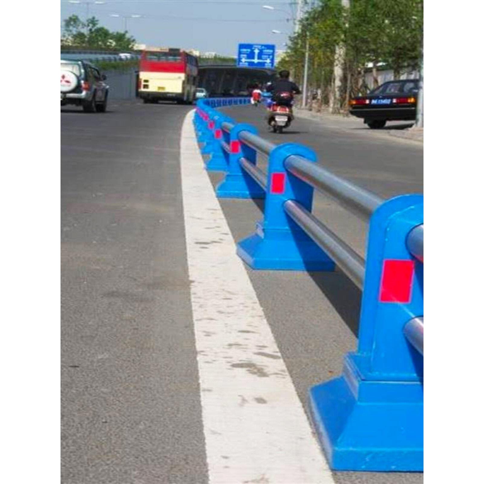 不锈钢覆合管道路护栏蓝色人车分流市政马路护栏机非隔离人行护栏