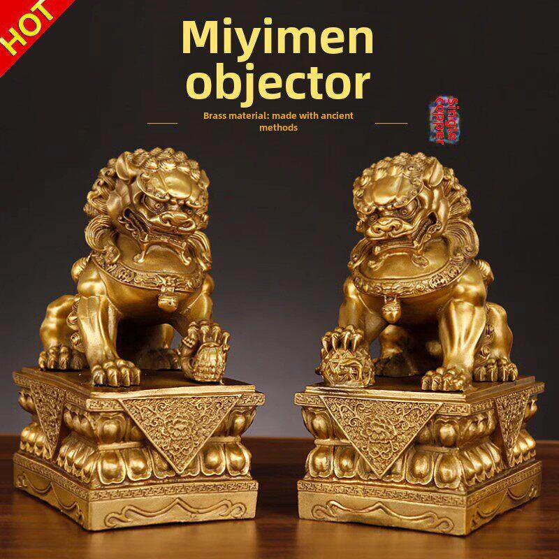 纯铜狮子饰品大对客厅镇屋宫门狮子办公室大门全铜北京狮子饰品