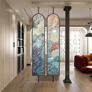 法式现代手工掐丝珐瑯彩玻璃客厅卧室遮挡屏风隔断玄关轻奢高级感