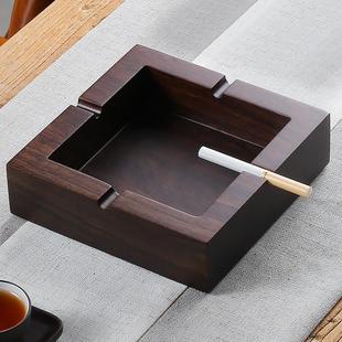 定制中式复古黑檀实木烟灰缸大号带盖家用客厅烟灰缸创意个性潮流