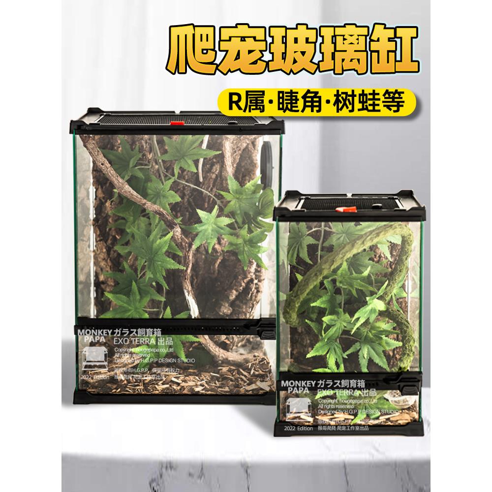 雨林缸爬宠饲养箱高透角蛙爬虫蜘蛛蜥蜴守宫生态守宫造景睫角玻璃