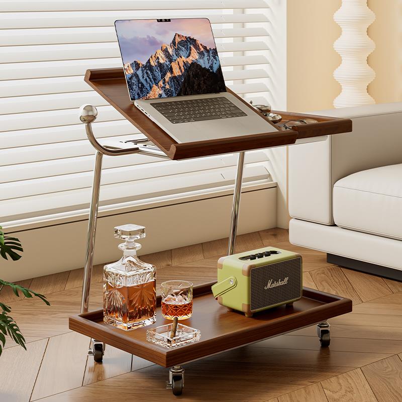 北欧实木边几移动小茶几翻板办公多功能小户型客餐厅床头小角几