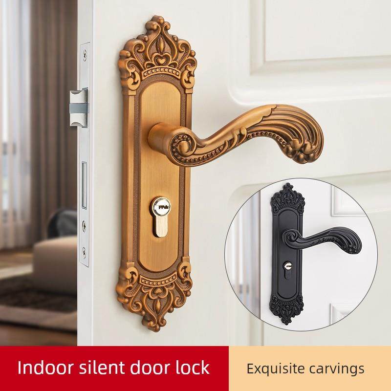 海富乐欧式室内拉手锁家用静音机械门锁实木门锁五金卧室拉手