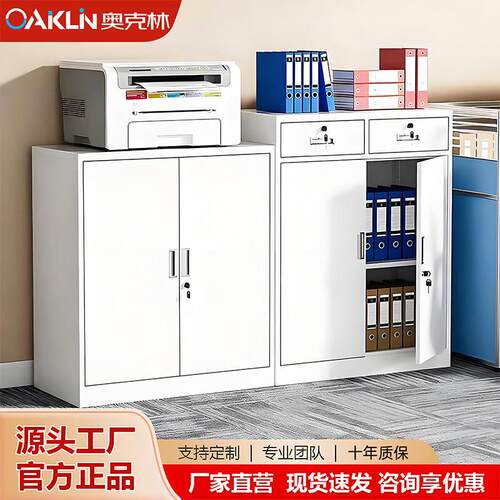 二斗铁皮柜矮柜办公室两件式文件柜带锁抽屉资料小型阳台工具柜子