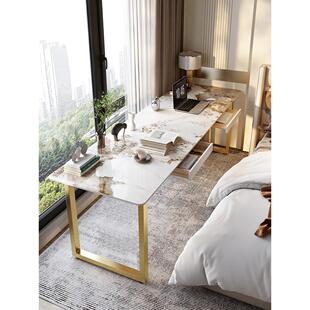 岩板长条桌子书桌双人阳台卧室床边桌工作台办公电脑桌书桌现代