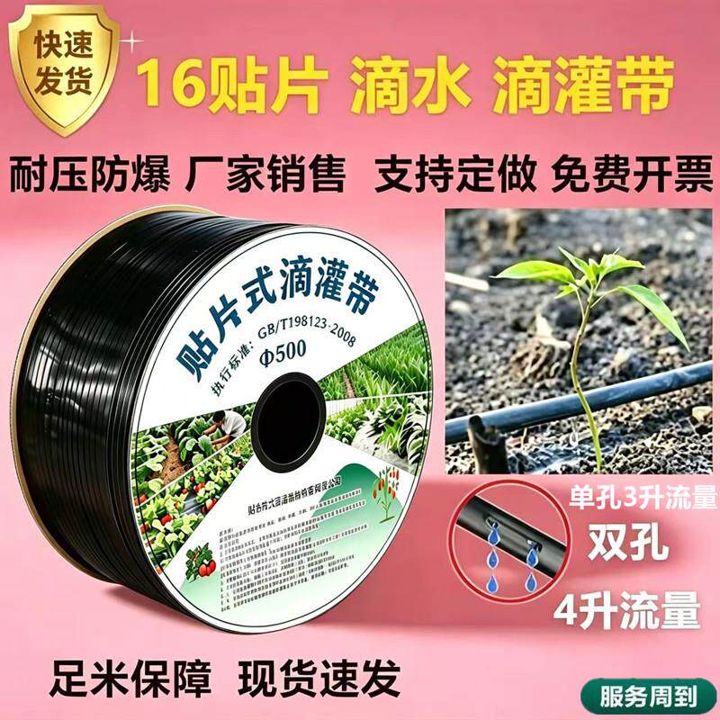 新型滴灌管双孔贴片式滴灌带16mm单滴水带农用灌溉管大棚蔬菜灌溉