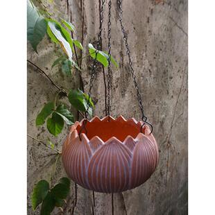 吊兰花盆挂挂篮壁挂植物绿篮粘土挂罐红陶多肉陶罐创意