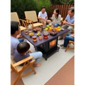 郎图特四面观火真火壁炉正方形庭院花园客厅茶室柴火取暖炉烤火桌