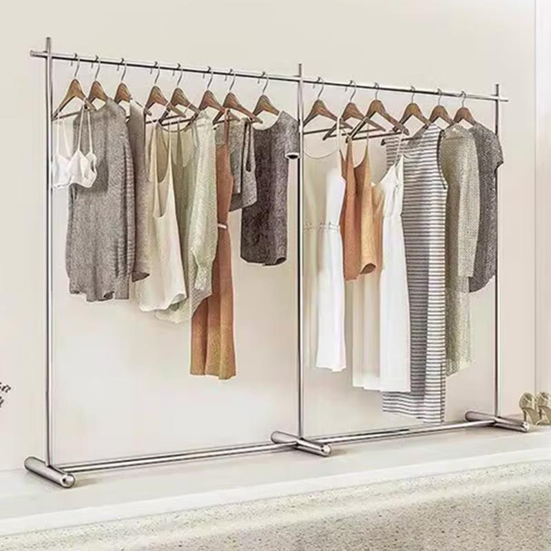 服装店展示架落地式女装店稳重型网红店装修不锈钢移动男装挂衣架