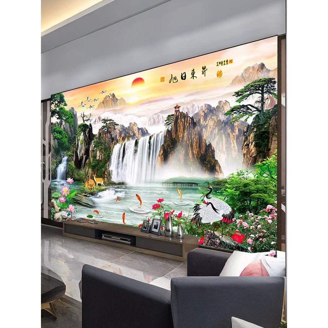 迎超值客松山水画风景竹木纤维集成护墙板电视背景墙客厅沙发装饰
