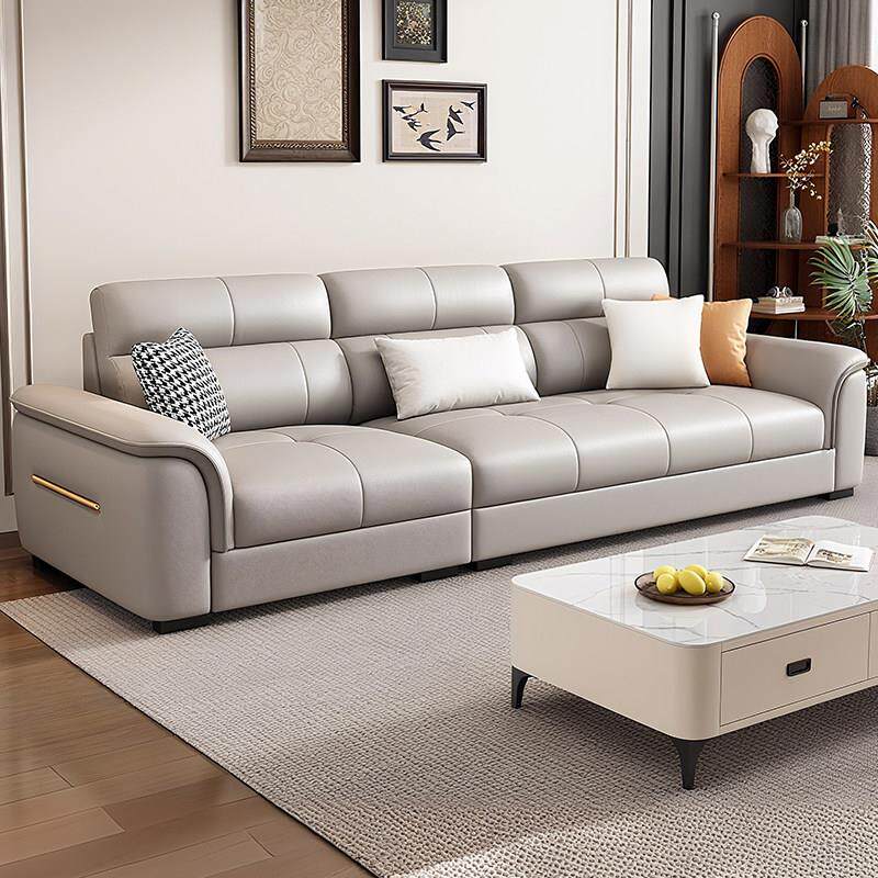 北欧2025新款猫抓真皮沙发客厅小户型直排贵妃三人位科技布艺沙发