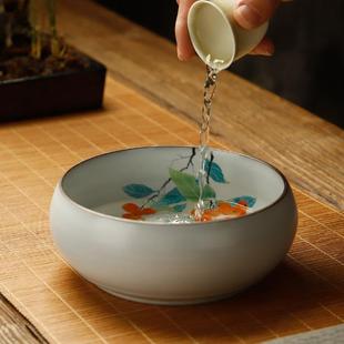 陶瓷汝窑高档茶洗水盂大号洗茶碗家用茶渣缸建水笔洗杯洗功夫茶具