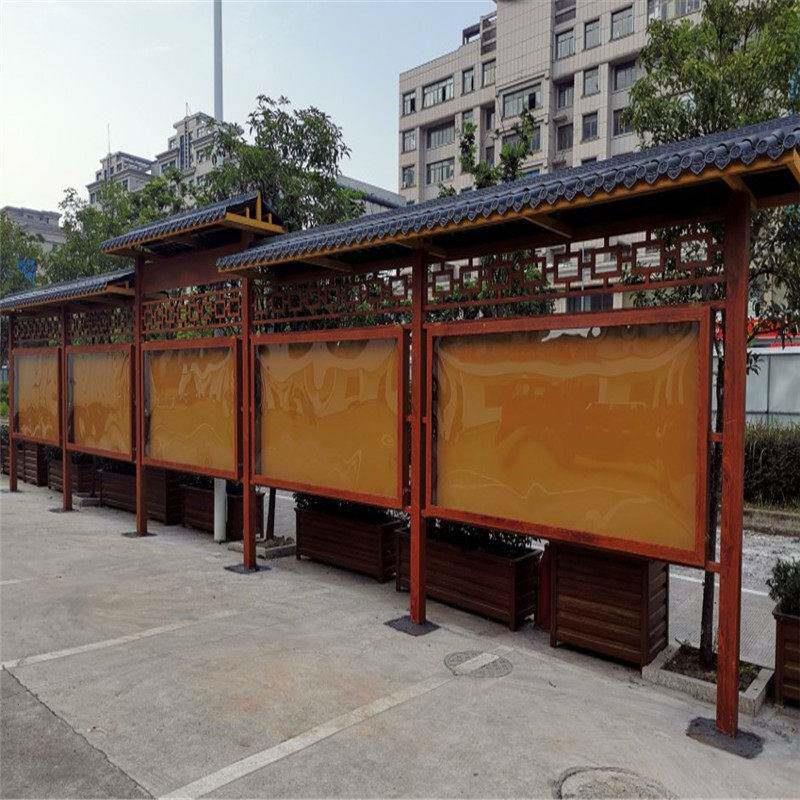 户外不锈钢烤漆仿古气压杆挂墙公告广场宣传栏橱窗展板标牌立灯箱图片