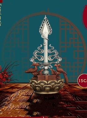 藏式文殊利剑黄铜5寸三柱文殊观音金刚手三大菩萨佛堂祭拜摆件