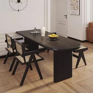 实木桌胡桃木色客厅原木大长书桌餐桌椅工作台大板一体会议办公桌