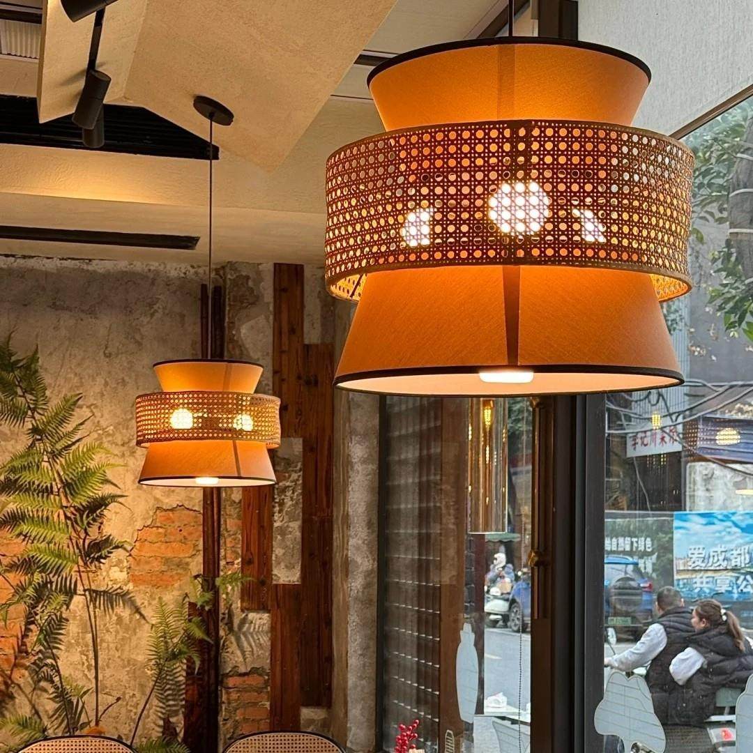 日式客厅茶室民宿灯新中式复古饭店包厢火锅店餐厅吊灯具可定制