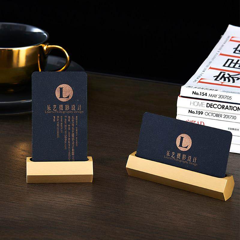 黄铜名片盒前台收纳盒子展示摆放架台卡夹立式摆件卡片底架座定制