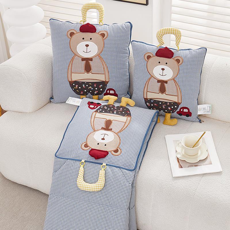 全棉抱枕被子两用办公室午睡空调夏凉被二合一汽车靠垫纯棉枕头被