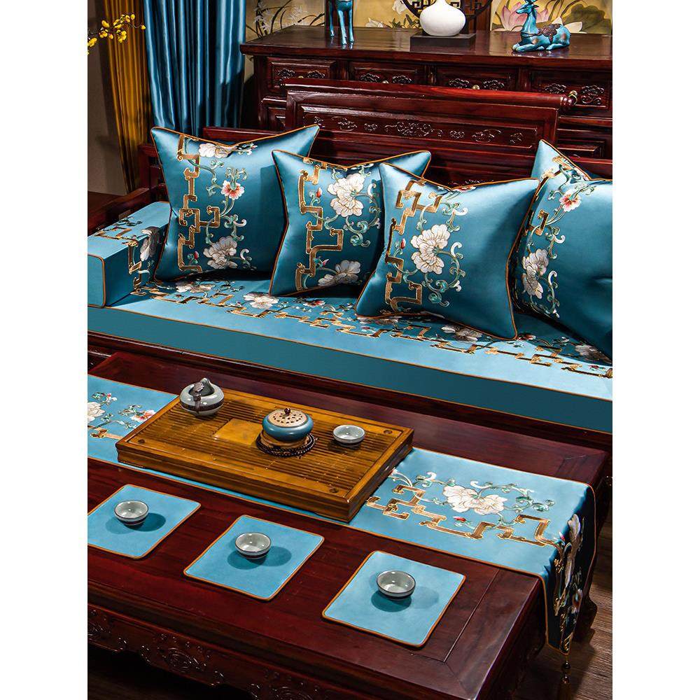 新中式红木沙发坐垫实木家具海绵垫中国风沙发垫套防滑罗汉床垫子