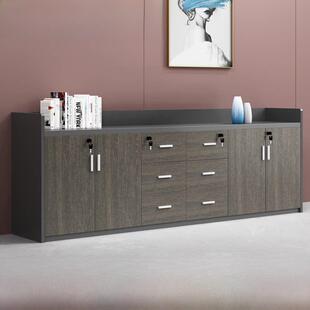 办公室茶水柜抽屉式文件柜矮柜长条地柜储物柜子简约玻璃隔断书柜