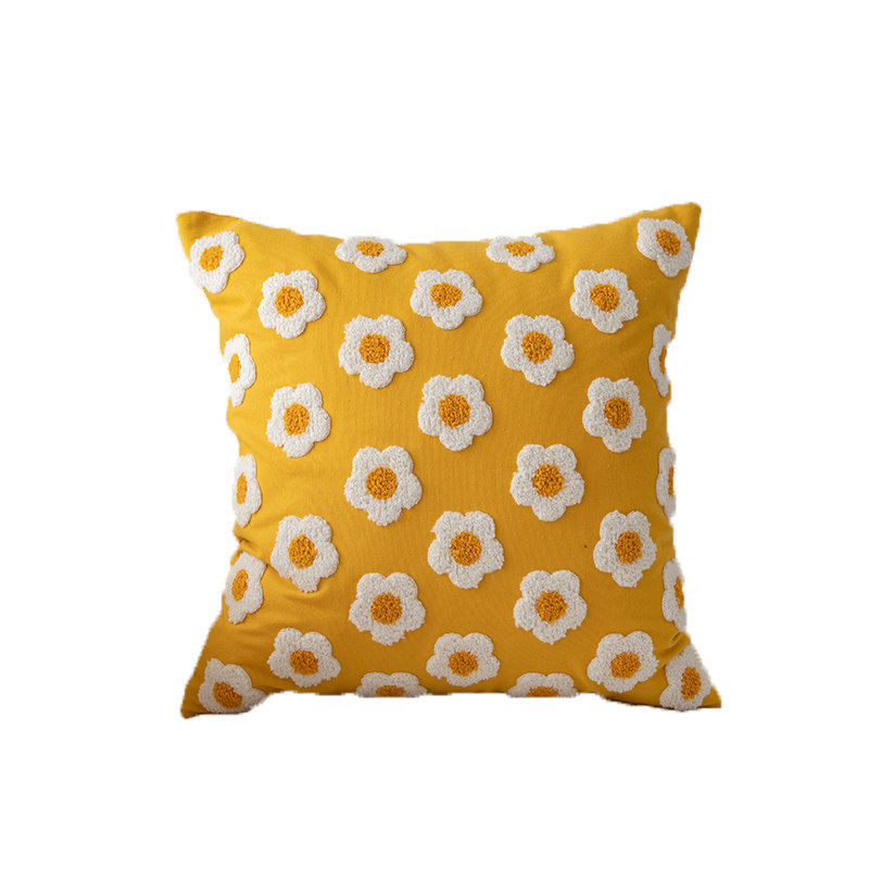 素雅流苏绣花腰枕抱枕靠垫卧室床B上花朵靠枕套样板房沙发装饰靠