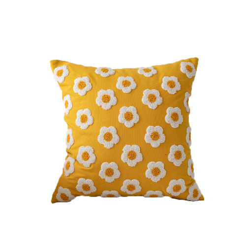 素雅流苏绣花腰枕抱枕靠垫卧室床B上花朵靠枕套样板房沙发装饰靠