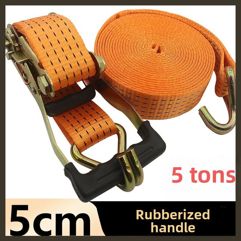 2寸双钩货车5cml5吨涤纶加厚耐磨货物捆绑带包胶手柄万能紧绳器