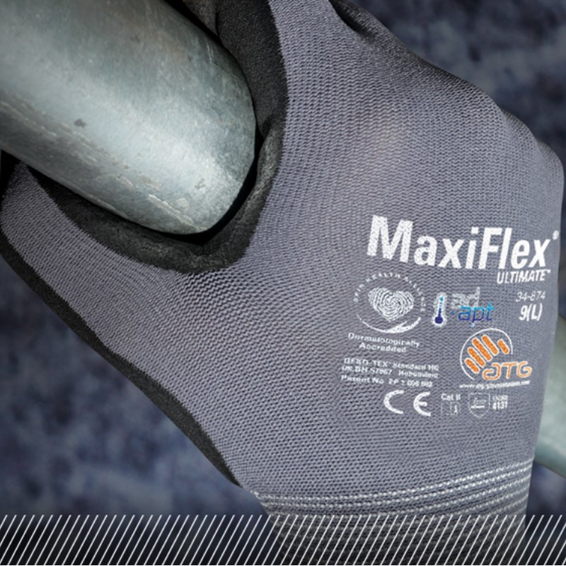 PIP ATG MaxiFlex手套防化防C油耐磨汽车维修丁腈发泡透气34-874