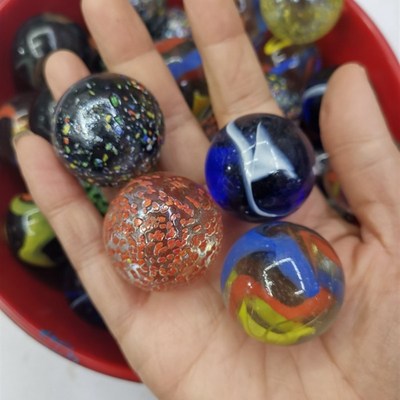 35mm大号e玻璃珠弹珠工艺用品装饰珠玻璃球老人按摩彩色球40个25