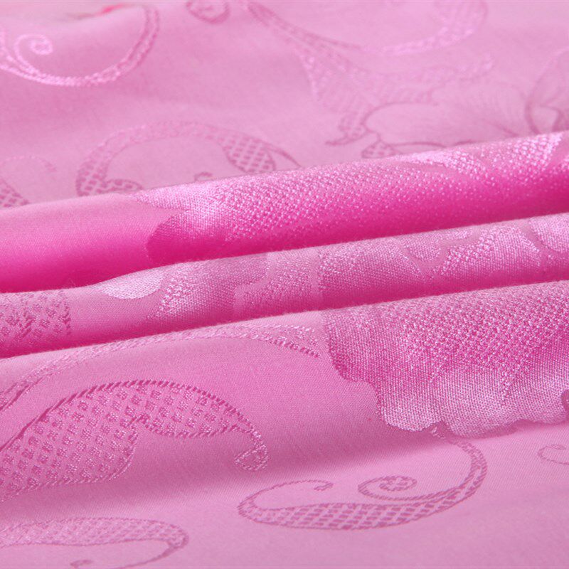 全棉双人枕套纯棉1.2米1.5米1.8米大K红婚庆贡缎提花绣花长枕套