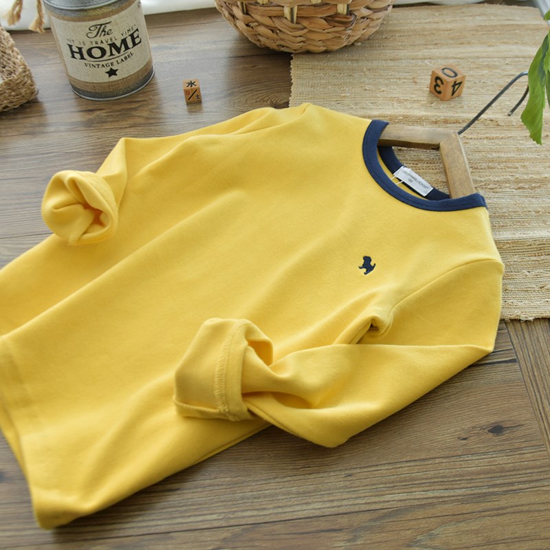 儿童磨毛厚款纯棉m纯色圆领内衣打底衫T恤男童长袖保暖秋衣上衣