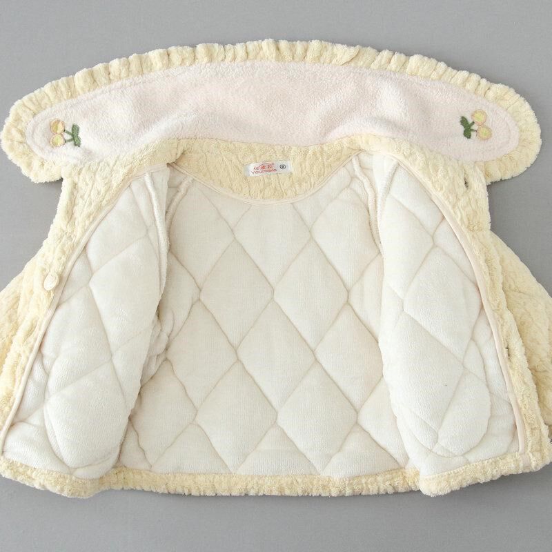 冬款儿童睡衣珊瑚绒加厚夹棉套装女宝中大童公主风U草莓亲子家居