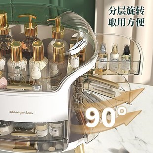 塑料带盖化妆品桌面收纳盒大容量化妆盒防尘多功能家用轻奢收纳箱