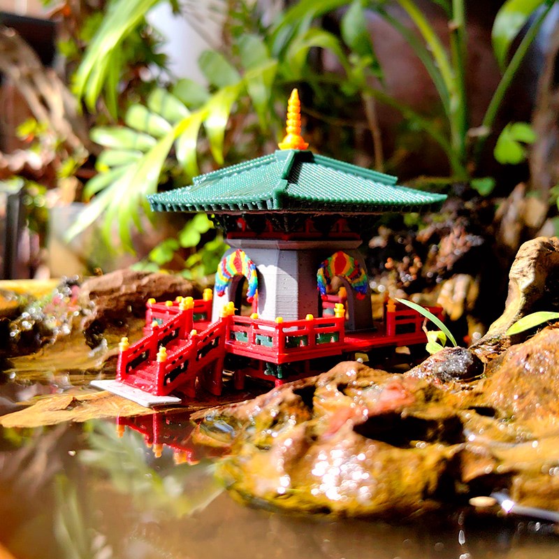 多宝塔造景小摆件假山奇石水陆缸鱼缸庭院盆景书房中式古建筑模型