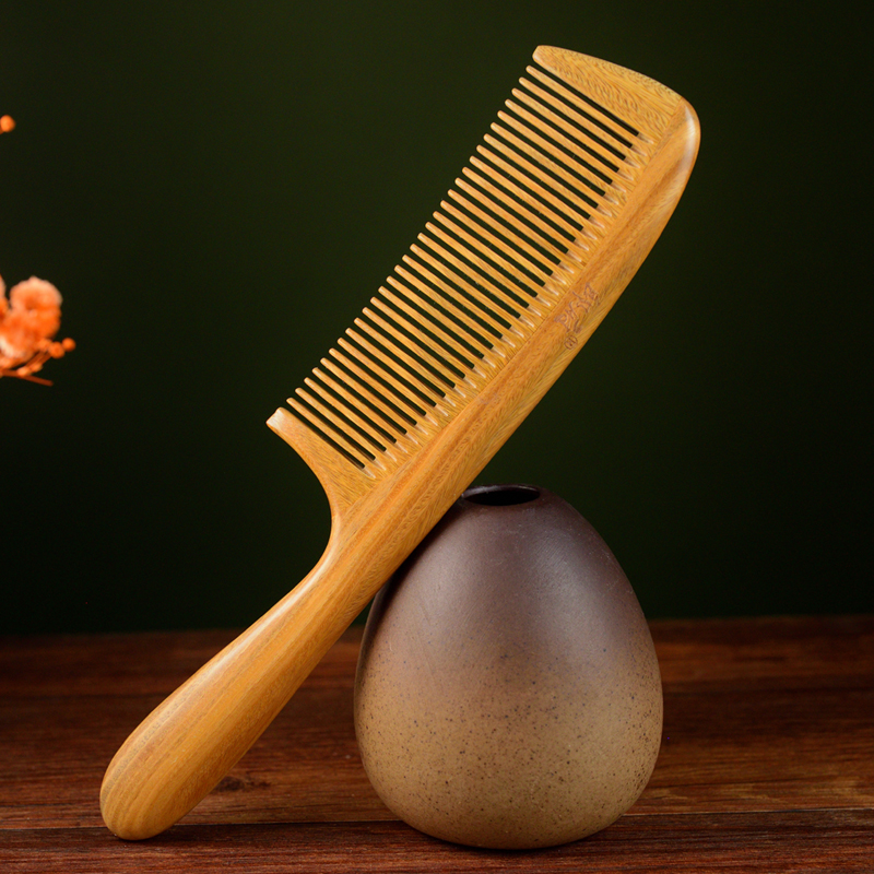 郎府绿檀木梳子圆柄加长款榫卯结构耐摔细齿可选顺发卷发家用长柄