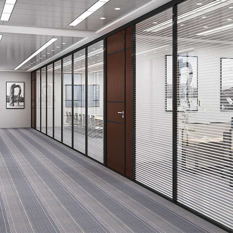 南京办公室玻璃隔断墙铝合金型材双层百叶中空钢化玻璃隔断隔音
