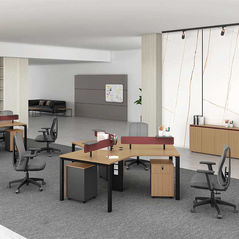 异型职员办公桌3/6多人位卡座转角弧形员工桌开放式电脑桌椅组合