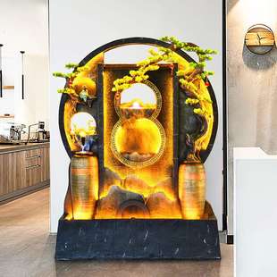 水幕墙假山喷泉摆件流水屏风花园客厅家居风水轮招财景观落地装 饰