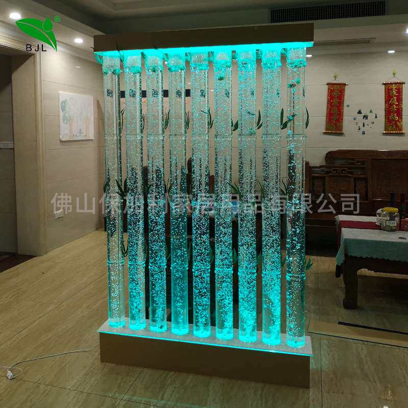 水幕墙酒柜屏风客厅鱼缸 装饰玄关隔断流水墙 亚克力气泡墙加湿墙