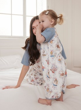 721星球亲子款婴儿睡袋夏季短袖C两粒扣睡袋儿童竹棉短袖宝宝宽松