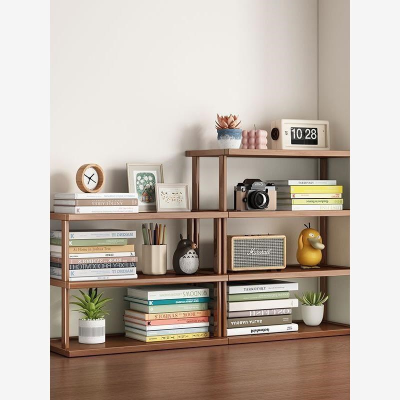 桌面置物b架桌上增高加厚可调收纳架子台面小型多层放东西竹木隔