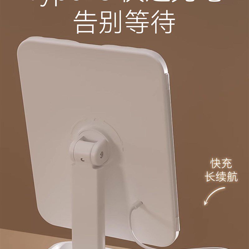 化妆镜led带灯镜子桌面折叠台式可立家用学生宿舍V放大梳妆美妆镜