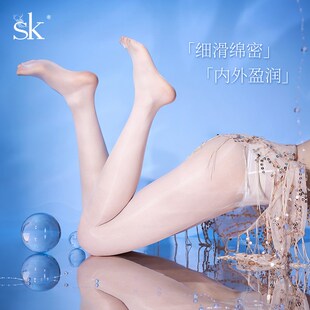 SK洙b光.皎月马油丝袜女夏超薄白丝油亮性感网纱无缝裆连裤袜
