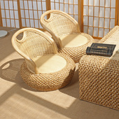 藤编靠背椅单人小椅子阳台家用客厅茶几榻K榻米矮坐椅懒人沙发藤