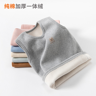 儿童马甲秋冬季加绒加厚女童保暖马夹男童加厚P一体绒纯棉内穿背